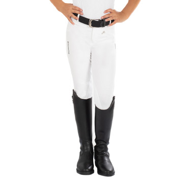 Pantaloni Kasumi da bambino in materiale stretch Equestro Bianco