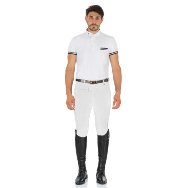 Pantaloni uomo Zeus con grip al ginocchio in cotone stretch Equestro Bianco