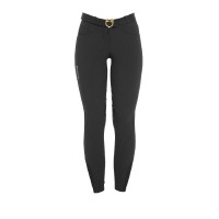 Pantaloni da donna con grip al ginocchio in tessuto tecnico Clio Equestro Nero Pantaloni da donna con grip al ginocchio in tessuto tecnico Clio Equestro Nero