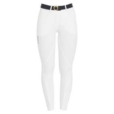 Pantaloni da donna con grip al ginocchio in tessuto tecnico Clio Equestro Bianco