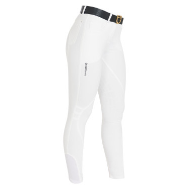 Pantaloni da donna con grip al ginocchio in tessuto tecnico Clio Equestro Bianco
