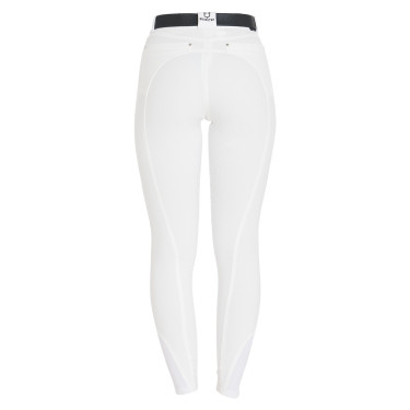Pantaloni da donna con grip al ginocchio in tessuto tecnico Clio Equestro Bianco