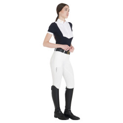 Pantaloni da donna con grip al ginocchio in tessuto tecnico Clio Equestro Bianco