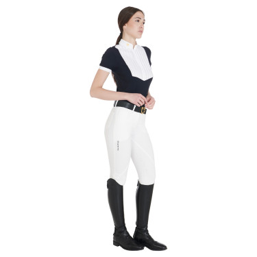 Pantaloni da donna con grip al ginocchio in tessuto tecnico Clio Equestro Bianco