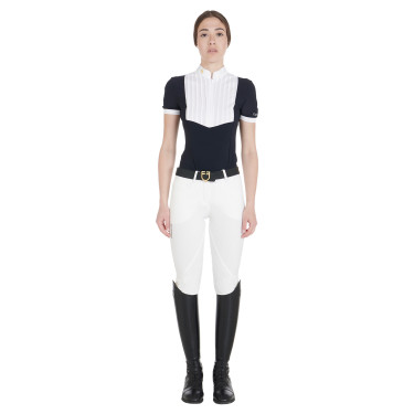 Pantaloni da donna con grip al ginocchio in tessuto tecnico Clio Equestro Bianco