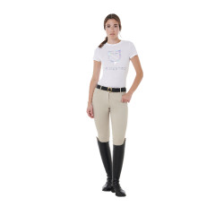 Pantaloni da donna con grip integrale Aria in tessuto tecnico Equestro Tan Oxford Rosa