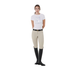 Pantaloni da donna con grip integrale Aria in tessuto tecnico Equestro Tan Oxford Rosa