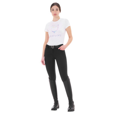 Pantaloni da donna con grip integrale Aria in tessuto tecnico Equestro Nero