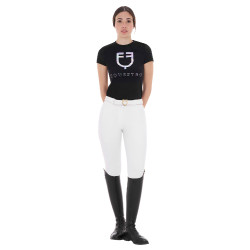Pantaloni da donna con grip integrale Aria in tessuto tecnico Equestro Bianco