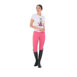 Pantaloni da donna con grip integrale Aria in tessuto tecnico Equestro Caprifoglio Rosa