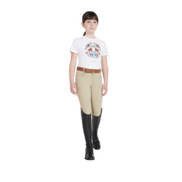 Pantaloni da bambino in tessuto tecnico Equestro Incenso Beige