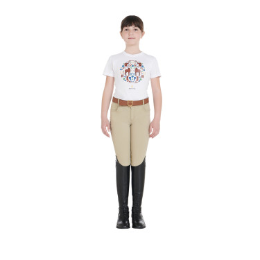 Pantaloni da bambino in tessuto tecnico Equestro Incenso Beige