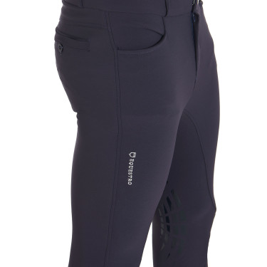 Pantaloni con grip al ginocchio da uomo in tessuto tecnico Equestro Pantaloni con grip al ginocchio da uomo in tessuto tecnico Equestro