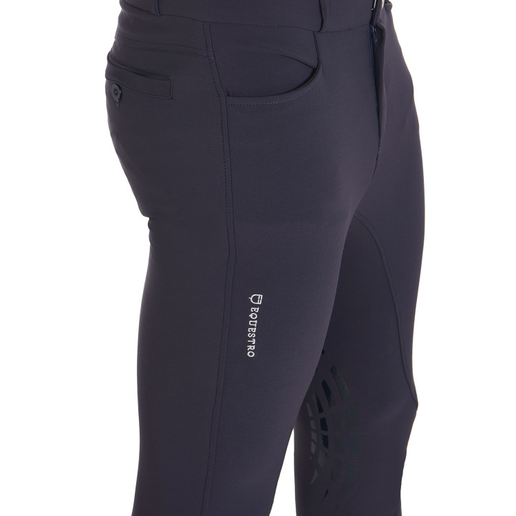 Pantaloni con grip al ginocchio da uomo in tessuto tecnico Equestro Pantaloni con grip al ginocchio da uomo in tessuto tecnico Equestro