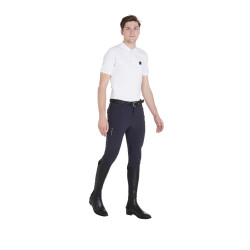 Pantaloni con grip al ginocchio da uomo in tessuto tecnico Equestro Pantaloni con grip al ginocchio da uomo in tessuto tecnico Equestro