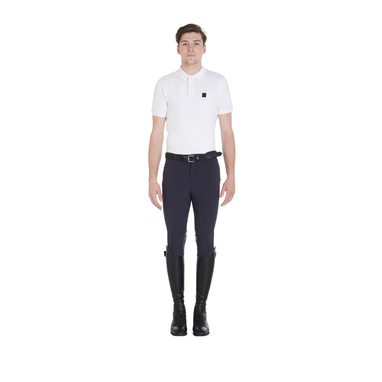 Pantaloni con grip al ginocchio da uomo in tessuto tecnico Equestro Pantaloni con grip al ginocchio da uomo in tessuto tecnico Equestro