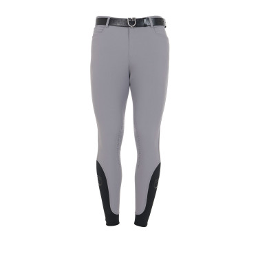 Pantaloni aderenti con grip da uomo con logo Caspar Equestro Grigio ghiaccio Pantaloni aderenti con grip da uomo con logo Caspar Equestro Grigio ghiaccio