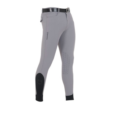 Pantaloni aderenti con grip da uomo con logo Caspar Equestro Grigio ghiaccio Pantaloni aderenti con grip da uomo con logo Caspar Equestro Grigio ghiaccio