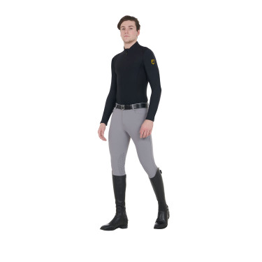 Pantaloni aderenti con grip da uomo con logo Caspar Equestro Grigio ghiaccio Pantaloni aderenti con grip da uomo con logo Caspar Equestro Grigio ghiaccio