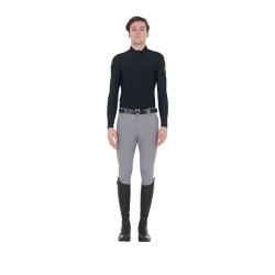 Pantaloni aderenti con grip da uomo con logo Caspar Equestro Grigio ghiaccio Pantaloni aderenti con grip da uomo con logo Caspar Equestro Grigio ghiaccio