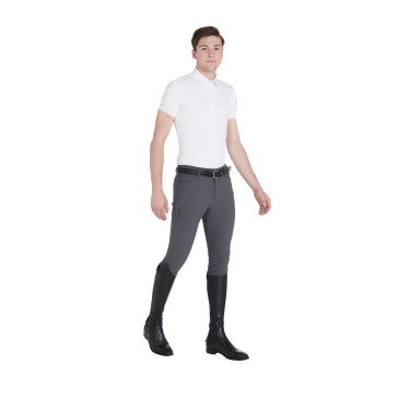 Pantaloni aderenti con grip da uomo con logo Caspar Equestro Asfalto Grigio Pantaloni aderenti con grip da uomo con logo Caspar Equestro Asfalto Grigio