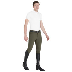 Pantaloni aderenti con grip da uomo con logo Caspar Equestro Verde militare Blu Pantaloni aderenti con grip da uomo con logo Caspar Equestro Verde militare Blu