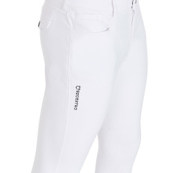 Pantaloni aderenti con grip da uomo con logo Caspar Equestro Bianco Pantaloni aderenti con grip da uomo con logo Caspar Equestro Bianco