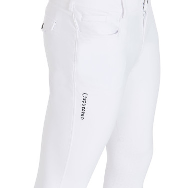 Pantaloni aderenti con grip da uomo con logo Caspar Equestro Bianco Pantaloni aderenti con grip da uomo con logo Caspar Equestro Bianco