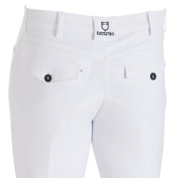 Pantaloni aderenti con grip da uomo con logo Caspar Equestro Bianco Pantaloni aderenti con grip da uomo con logo Caspar Equestro Bianco
