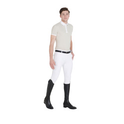 Pantaloni aderenti con grip da uomo con logo Caspar Equestro Bianco Pantaloni aderenti con grip da uomo con logo Caspar Equestro Bianco