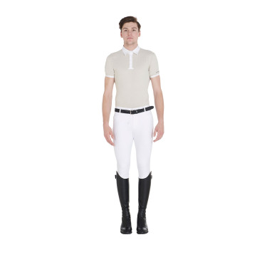 Pantaloni aderenti con grip da uomo con logo Caspar Equestro Bianco Pantaloni aderenti con grip da uomo con logo Caspar Equestro Bianco