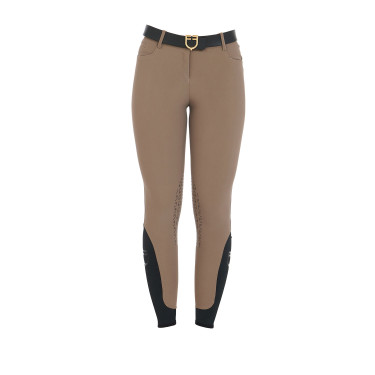 Pantaloni aderenti con grip da donna con logo Zenda Equestro Noce Marrone