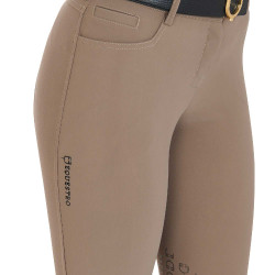 Pantaloni aderenti con grip da donna con logo Zenda Equestro Noce Marrone