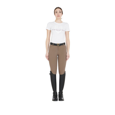Pantaloni aderenti con grip da donna con logo Zenda Equestro Noce Marrone