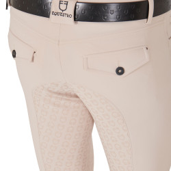 Pantaloni aderenti con grip integrale da uomo Aria Equestro Dollaro sabbia Bianco