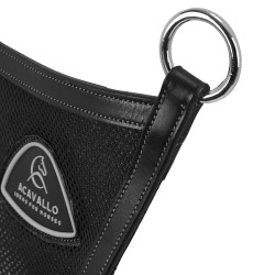 Martingala con pettorale in cuoio con inserto in rete Acavallo Nero