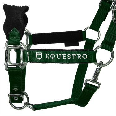 Capestro in nylon con lunghina e imbottitura in pile Equestro Verde Capestro in nylon con lunghina e imbottitura in pile Equestro Verde