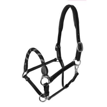 Capestro in cuoio con protezione ergonomica e capezzina in corda Acavallo