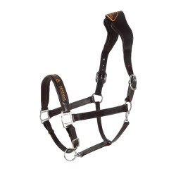 Capezzina in cuoio con protezione ergonomica in vitello Acavallo Marrone scuro
