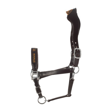 Capezzina in cuoio con protezione ergonomica in vitello Acavallo Marrone scuro