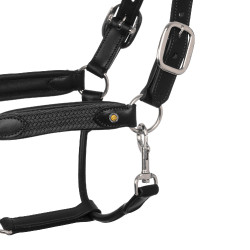 Capezzina in cuoio con inserti in nylon intrecciato Equestro Nero / grigio