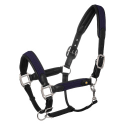 Capezzina in cuoio con inserti in nylon intrecciato Equestro Nero / blu navy Blu marino