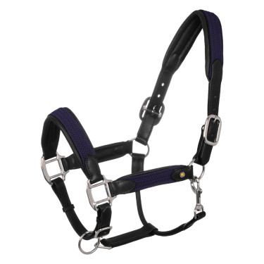 Capezzina in cuoio con inserti in nylon intrecciato Equestro Nero / blu navy Blu marino