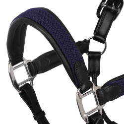 Capezzina in cuoio con inserti in nylon intrecciato Equestro Nero / blu navy Blu marino