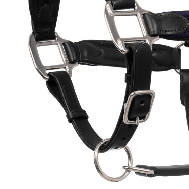 Capezzina in cuoio con inserti in nylon intrecciato Equestro Nero / blu navy Blu marino