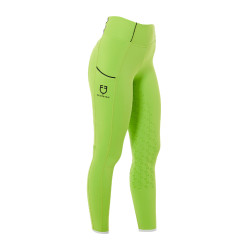 Leggings da bambina aderenti con grip e logo Equestro Verde lime Leggings da bambina aderenti con grip e logo Equestro Verde lime
