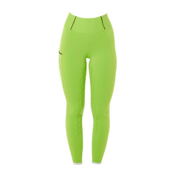 Leggings da bambina aderenti con grip e logo Equestro Verde lime Leggings da bambina aderenti con grip e logo Equestro Verde lime