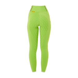 Leggings da bambina aderenti con grip e logo Equestro Verde lime Leggings da bambina aderenti con grip e logo Equestro Verde lime