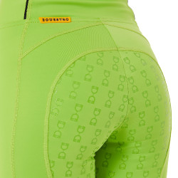 Leggings da bambina aderenti con grip e logo Equestro Verde lime Leggings da bambina aderenti con grip e logo Equestro Verde lime