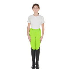 Leggings da bambina aderenti con grip e logo Equestro Verde lime Leggings da bambina aderenti con grip e logo Equestro Verde lime